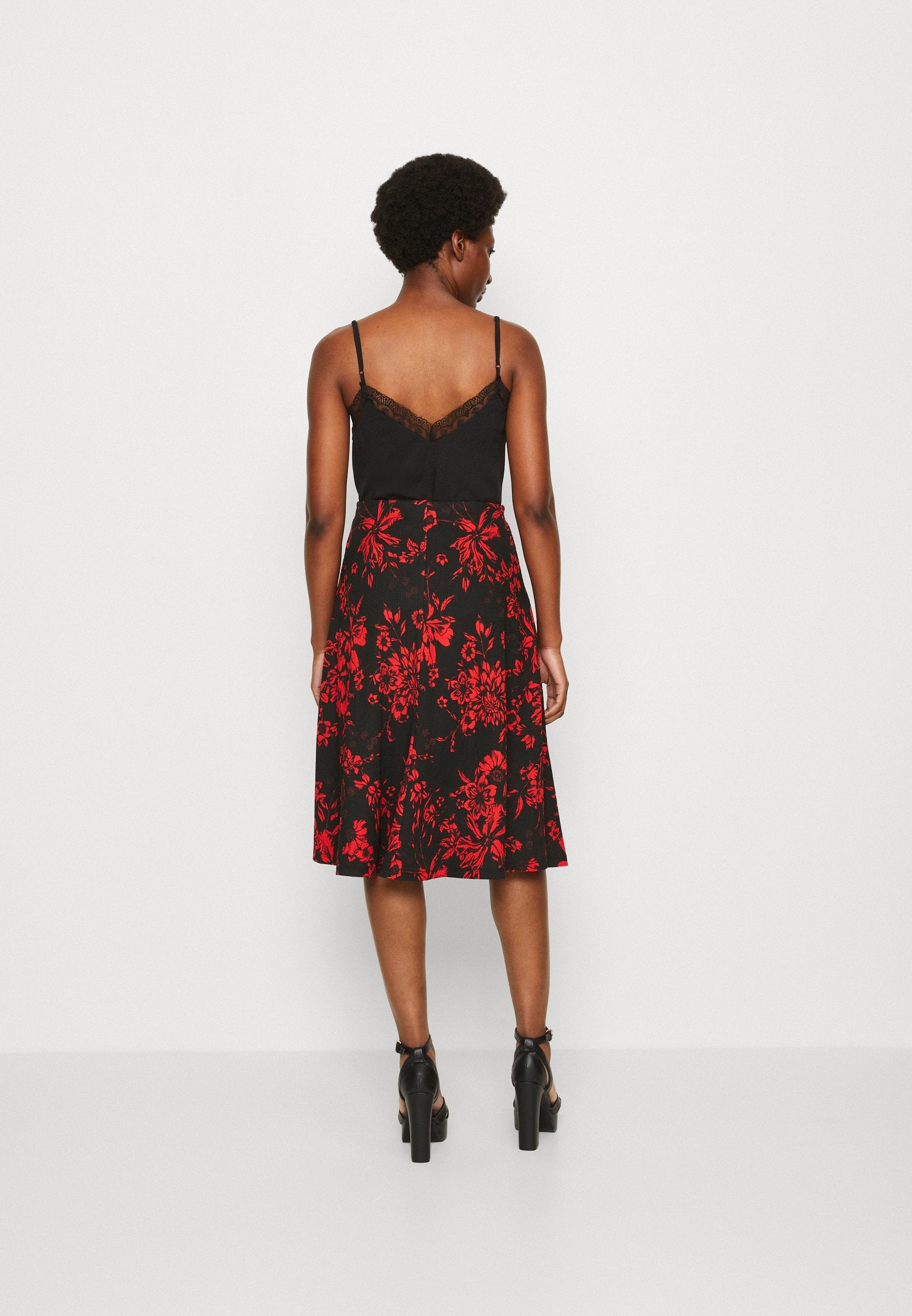 Anna Field A-Line Skirt - Red/Black