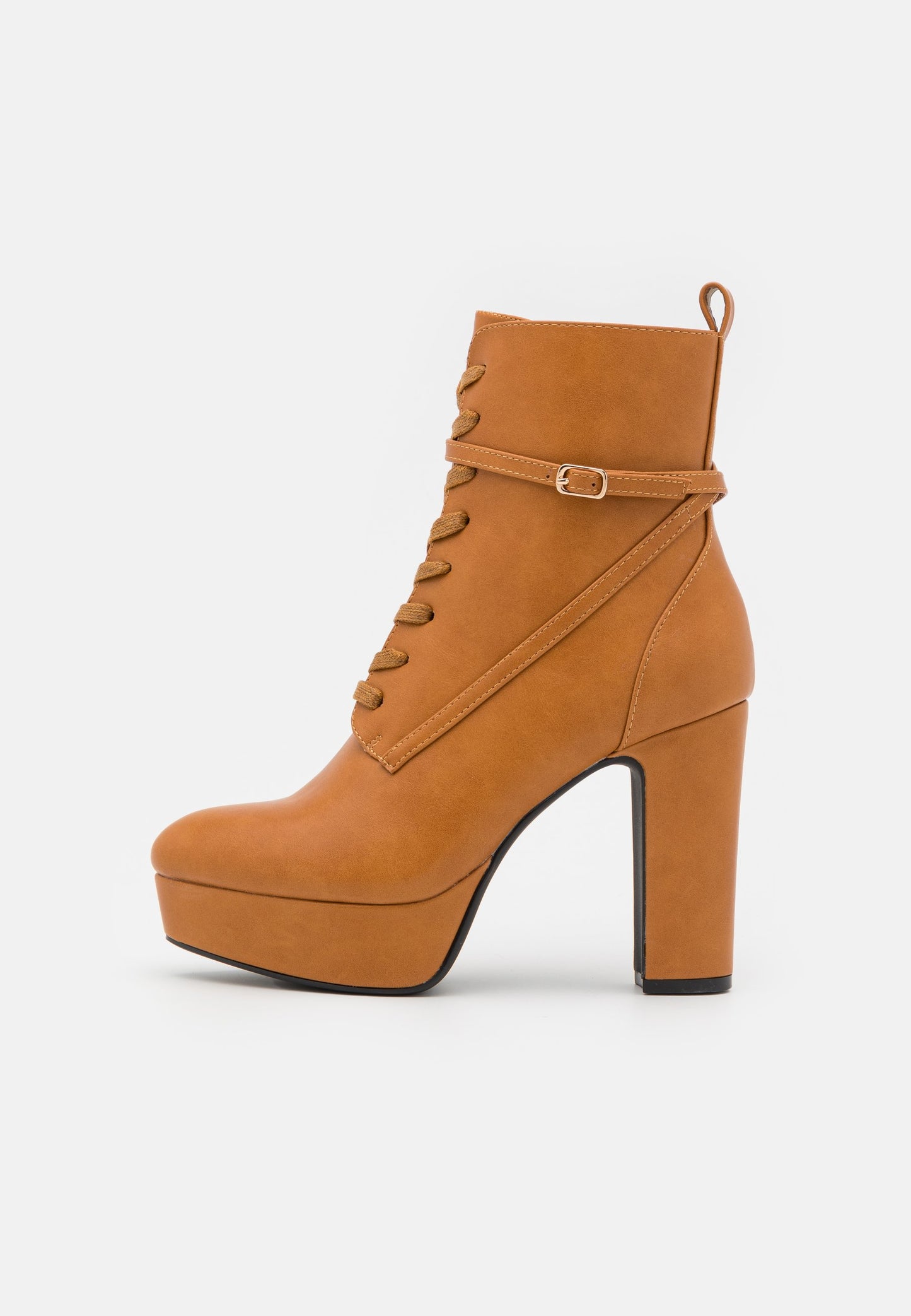 Anna Field Lace-Up Ankle Boots - Cognac