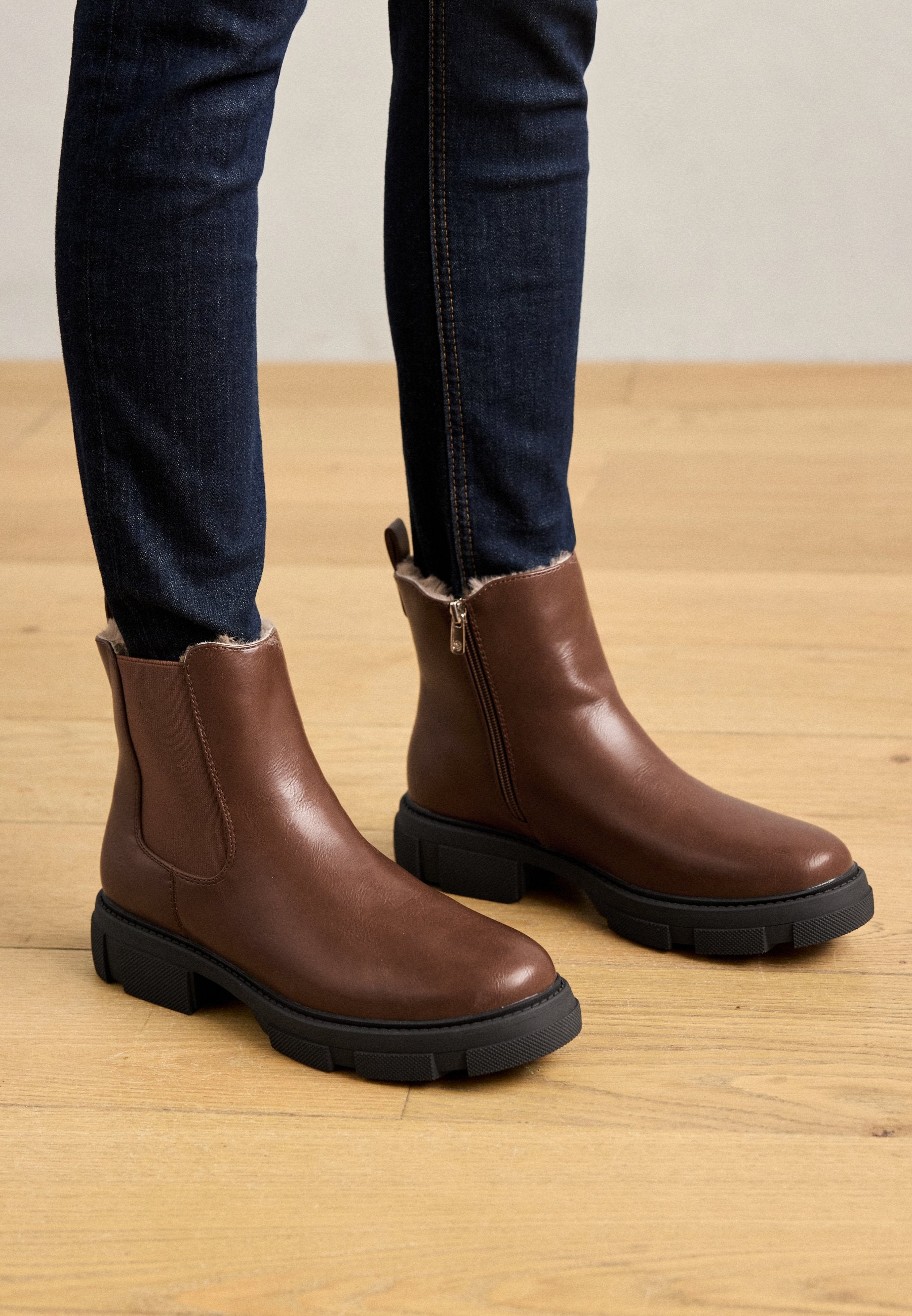 Anna Field Platform Ankle Boots - Cognac