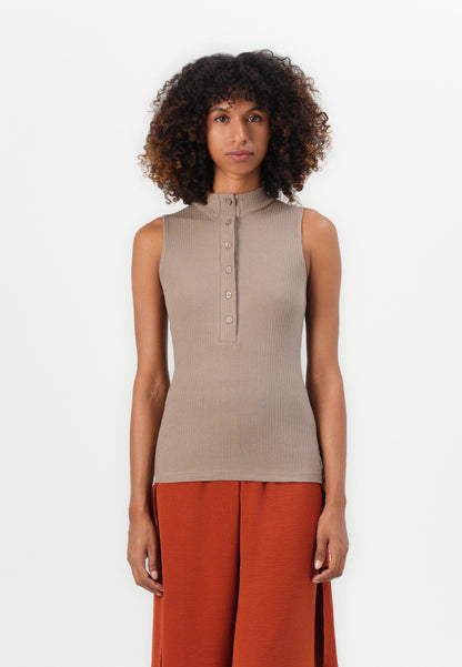 Anna Field TANK WITH BUTTONS - Top - Taupe Gray