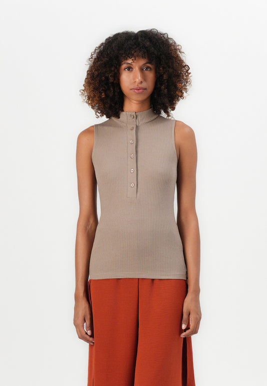 Anna Field TANK WITH BUTTONS - Top - Taupe Gray