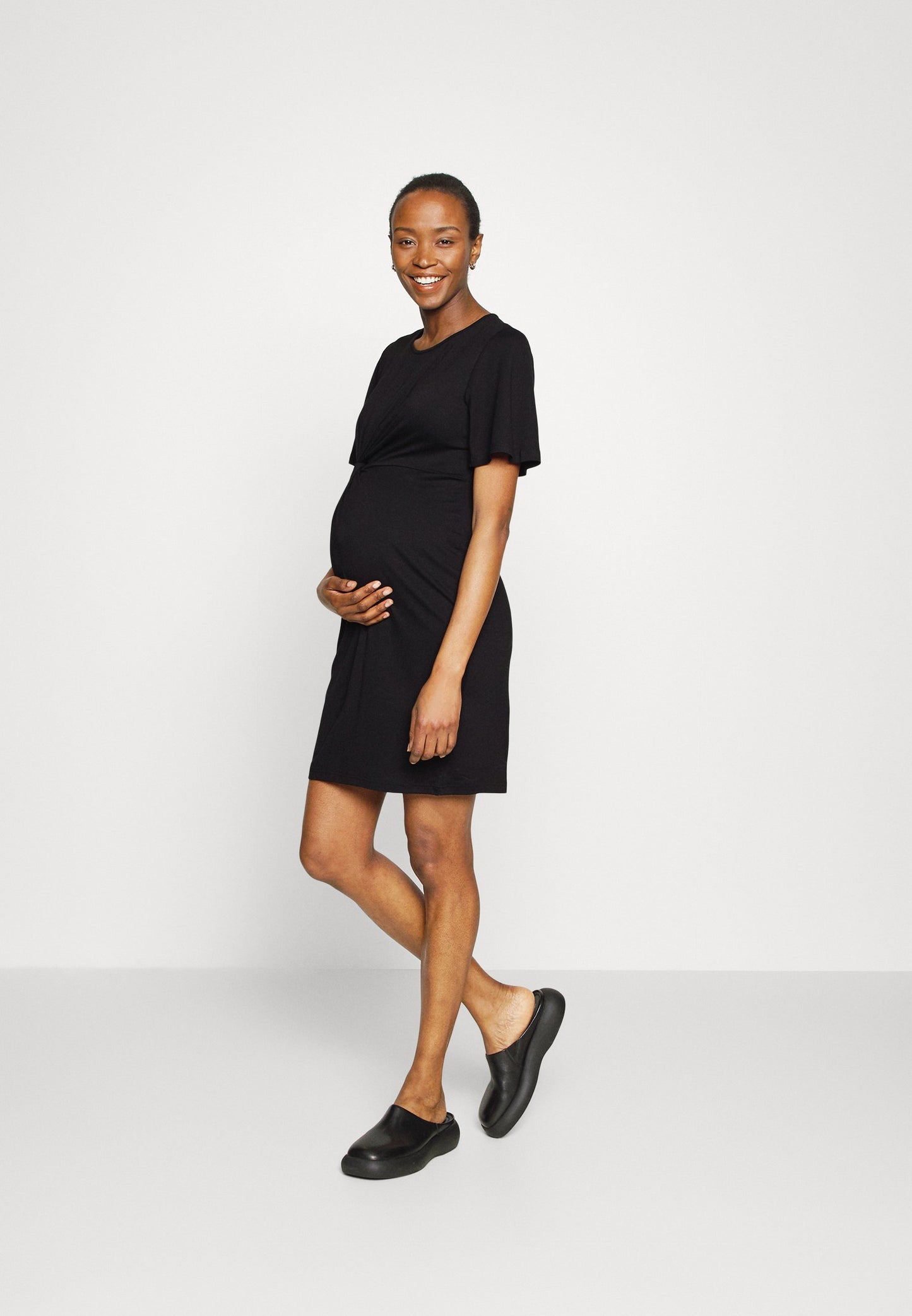  Sleeves Mini Dress- Jersey Dress - Black