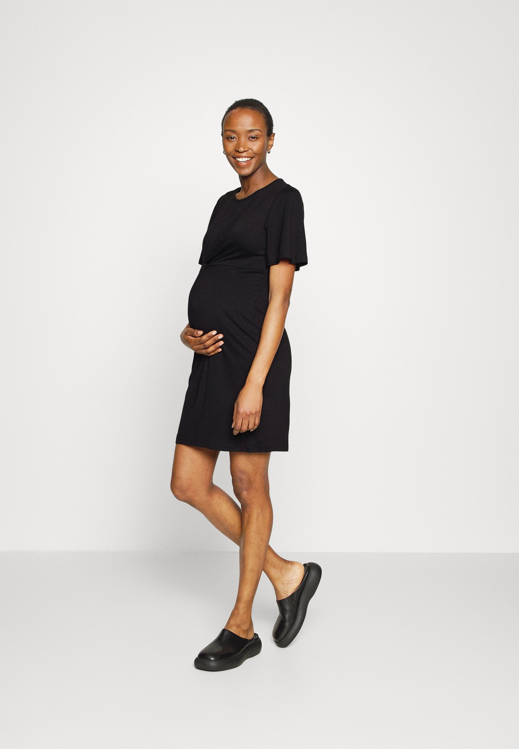  Sleeves Mini Dress- Jersey Dress - Black