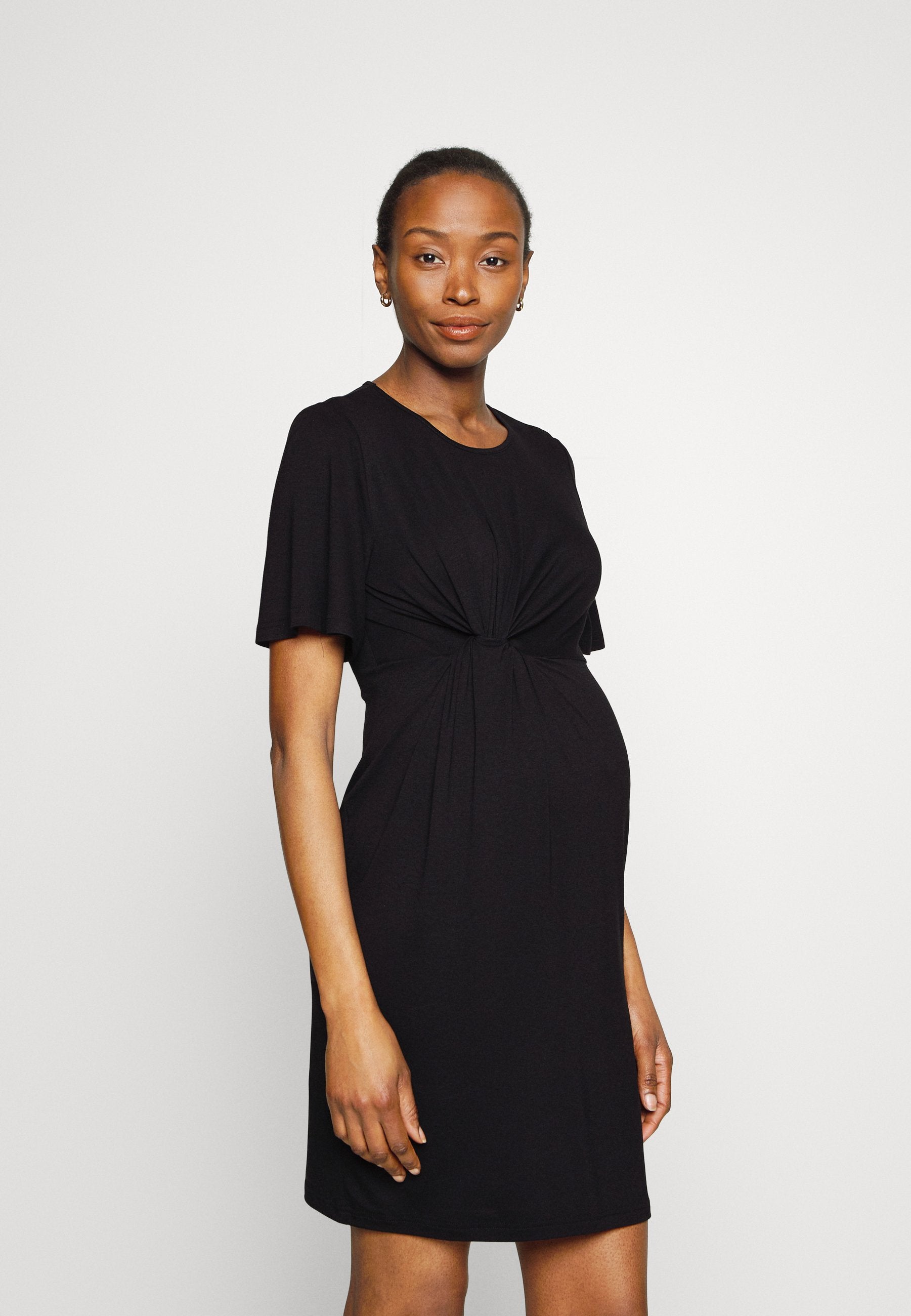  Sleeves Mini Dress- Jersey Dress - Black
