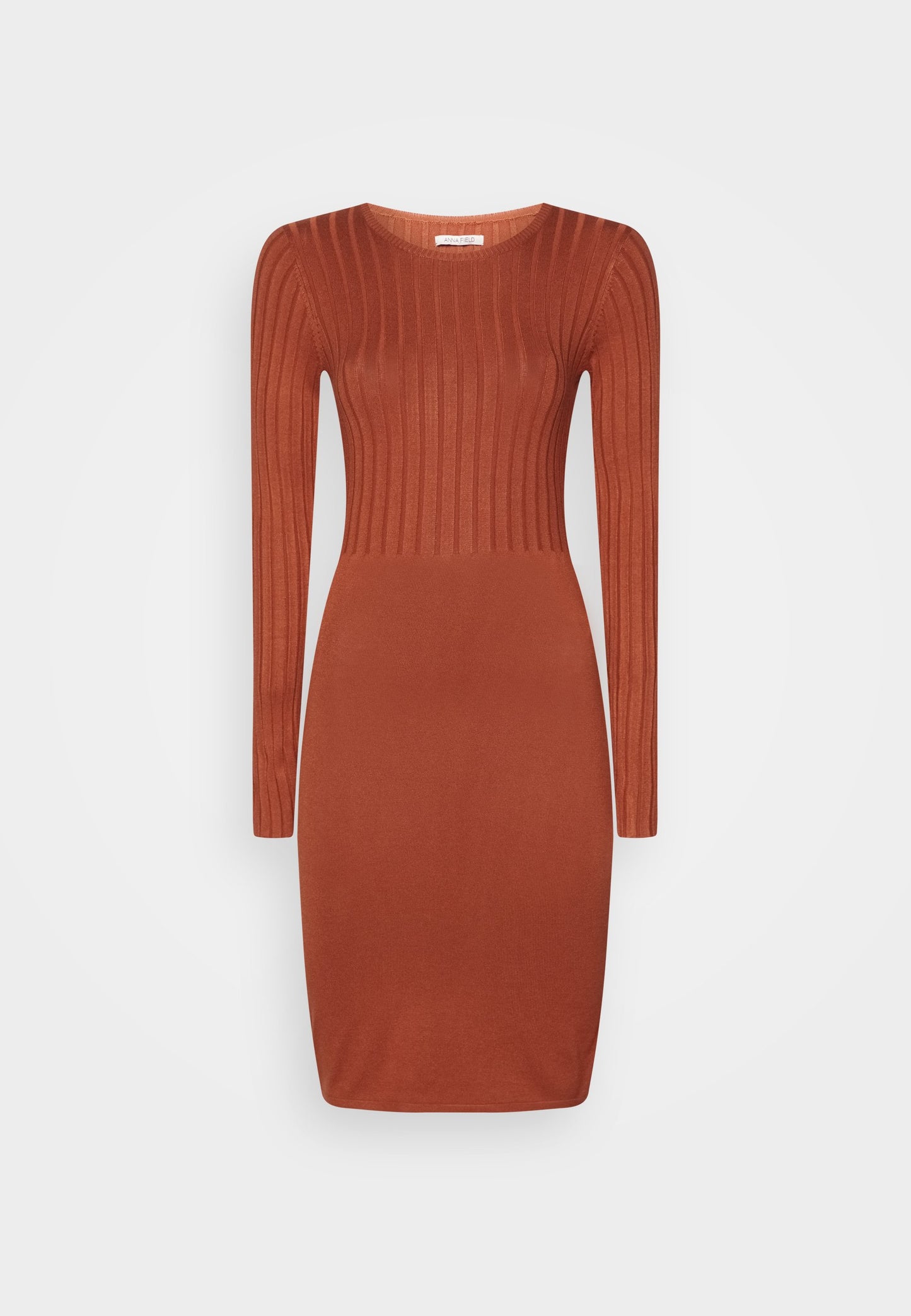 Anna Field Crew Ausschnitt Ripp Top Bodycon Mini Strickkleid - Shift Dress - Brown