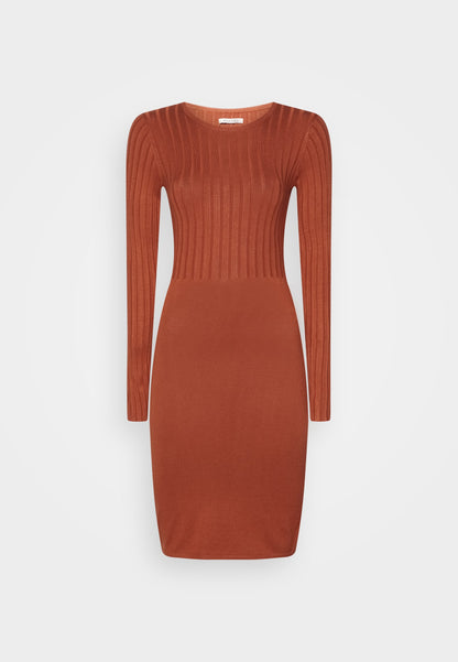 Anna Field Crew Ausschnitt Ripp Top Bodycon Mini Strickkleid - Shift Dress - Brown