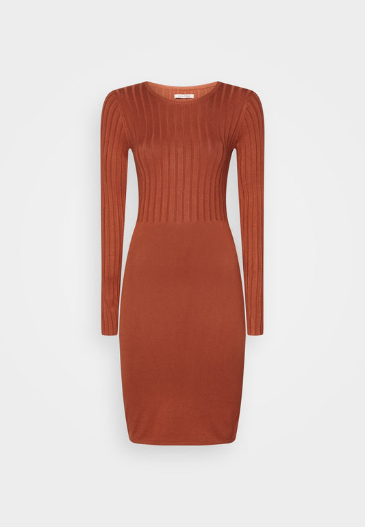 Anna Field Crew Ausschnitt Ripp Top Bodycon Mini Strickkleid - Shift Dress - Brown