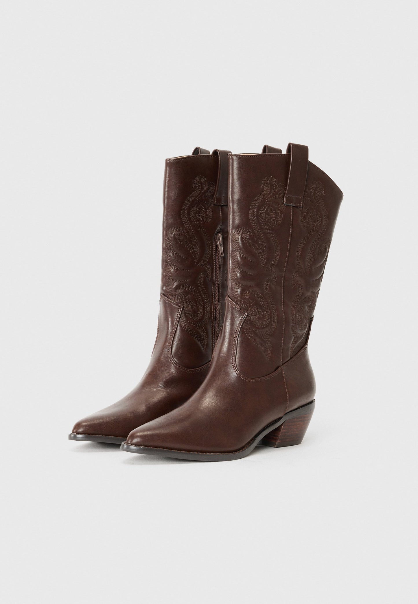 Anna Field Cowboy/Biker Boots - Brown