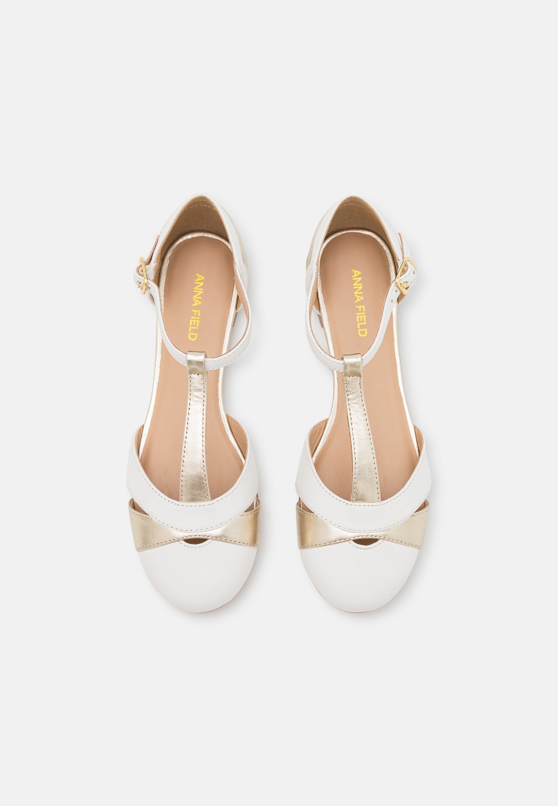 Anna Field Leather- Ankle Strap Ballet Pumps - White
