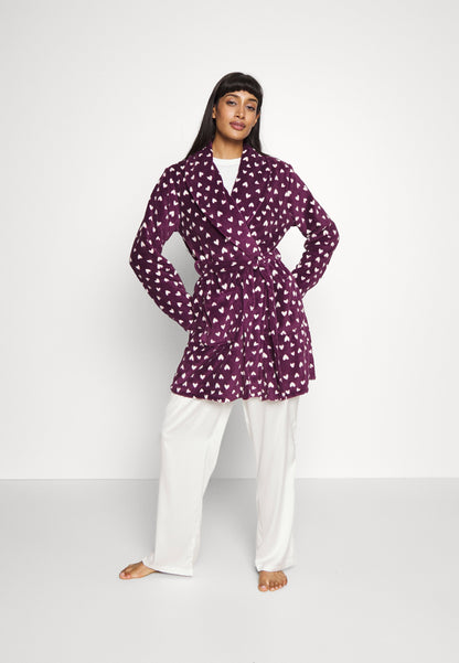 Anna Field Dressing Gown - Dark Red/Beige