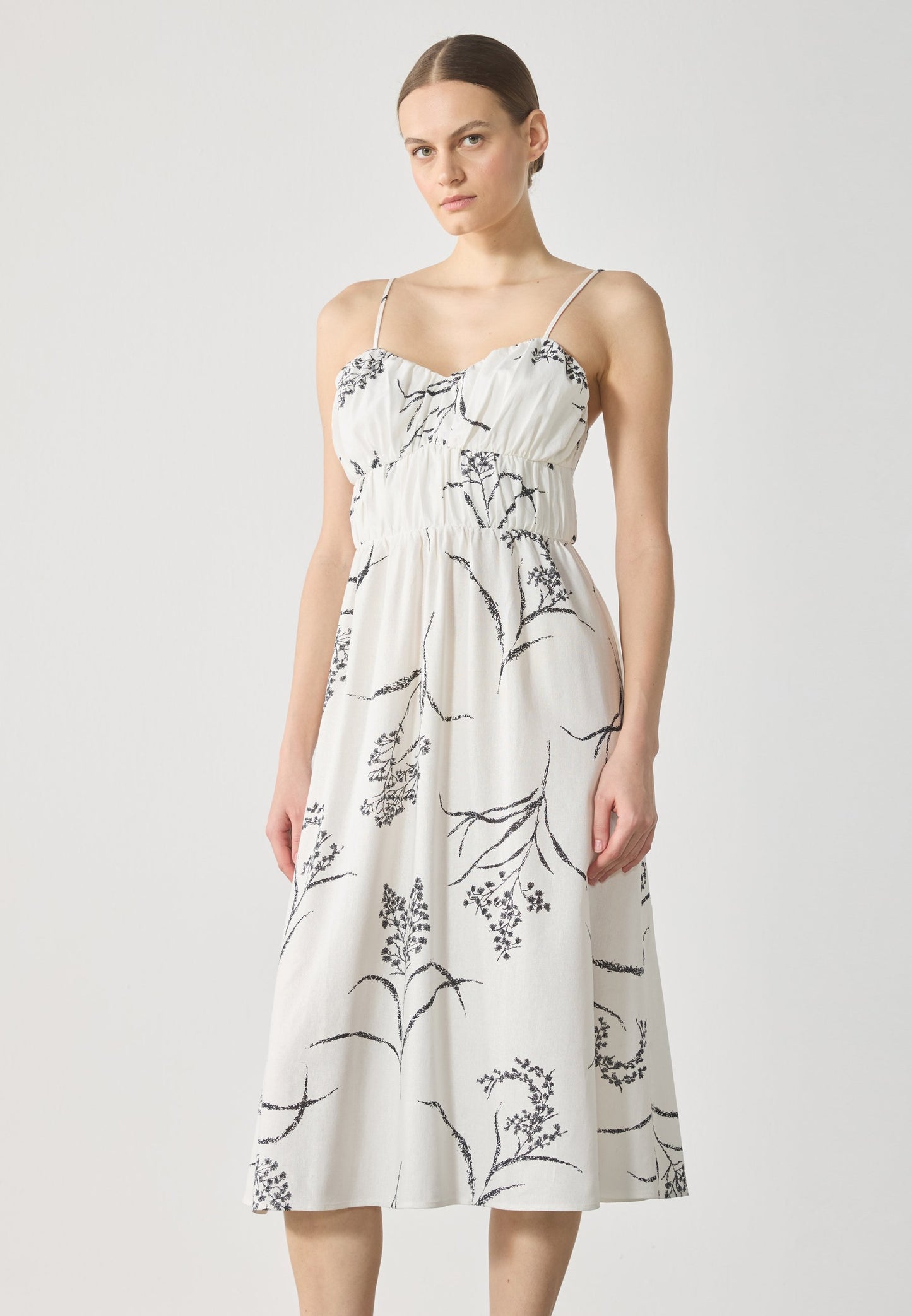 Anna Field LINEN MIX DRESS - Day Dress - Off-white/black
