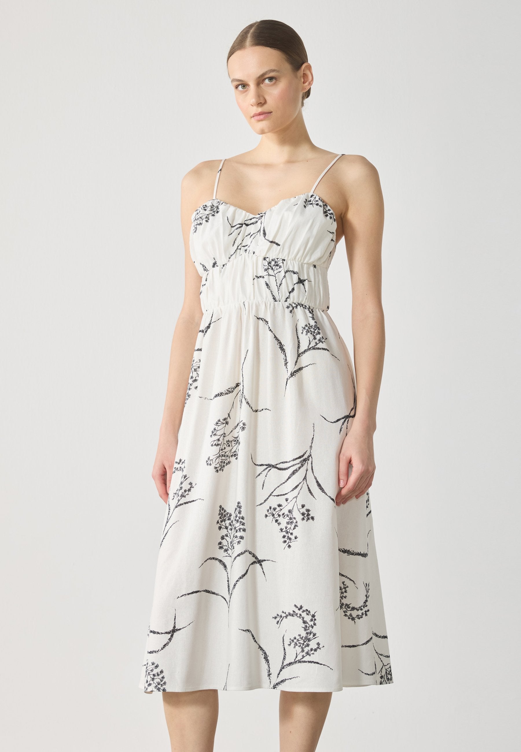 Anna Field LINEN MIX DRESS - Day Dress - Off-white/black