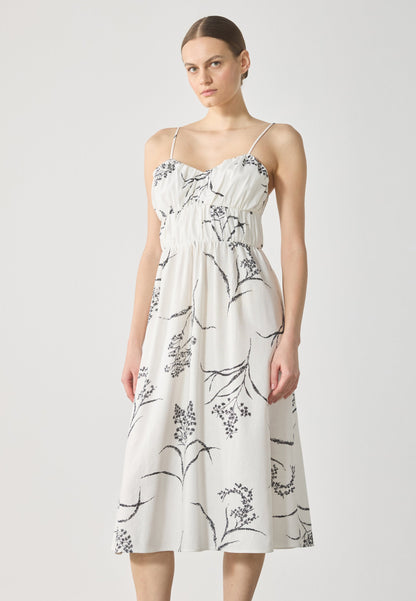 Anna Field LINEN MIX DRESS - Day Dress - Off-white/black