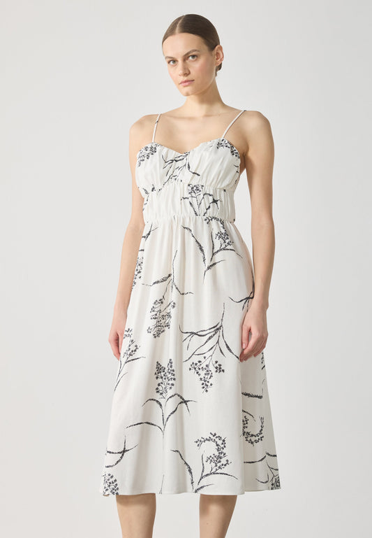 Anna Field LINEN MIX DRESS - Day Dress - Off-white/black