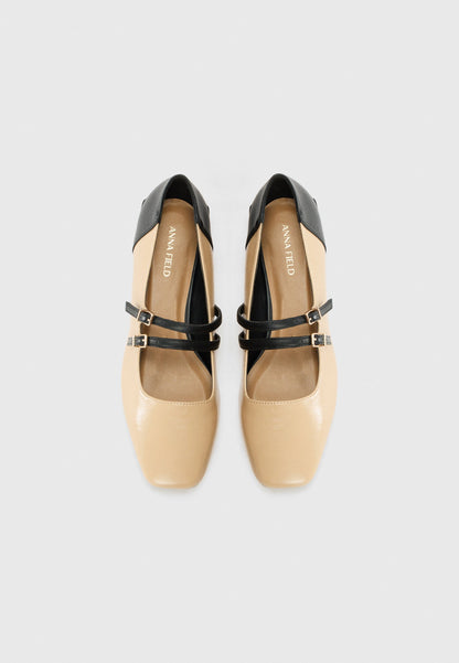 Anna Field Ballet Pumps - Beige/black