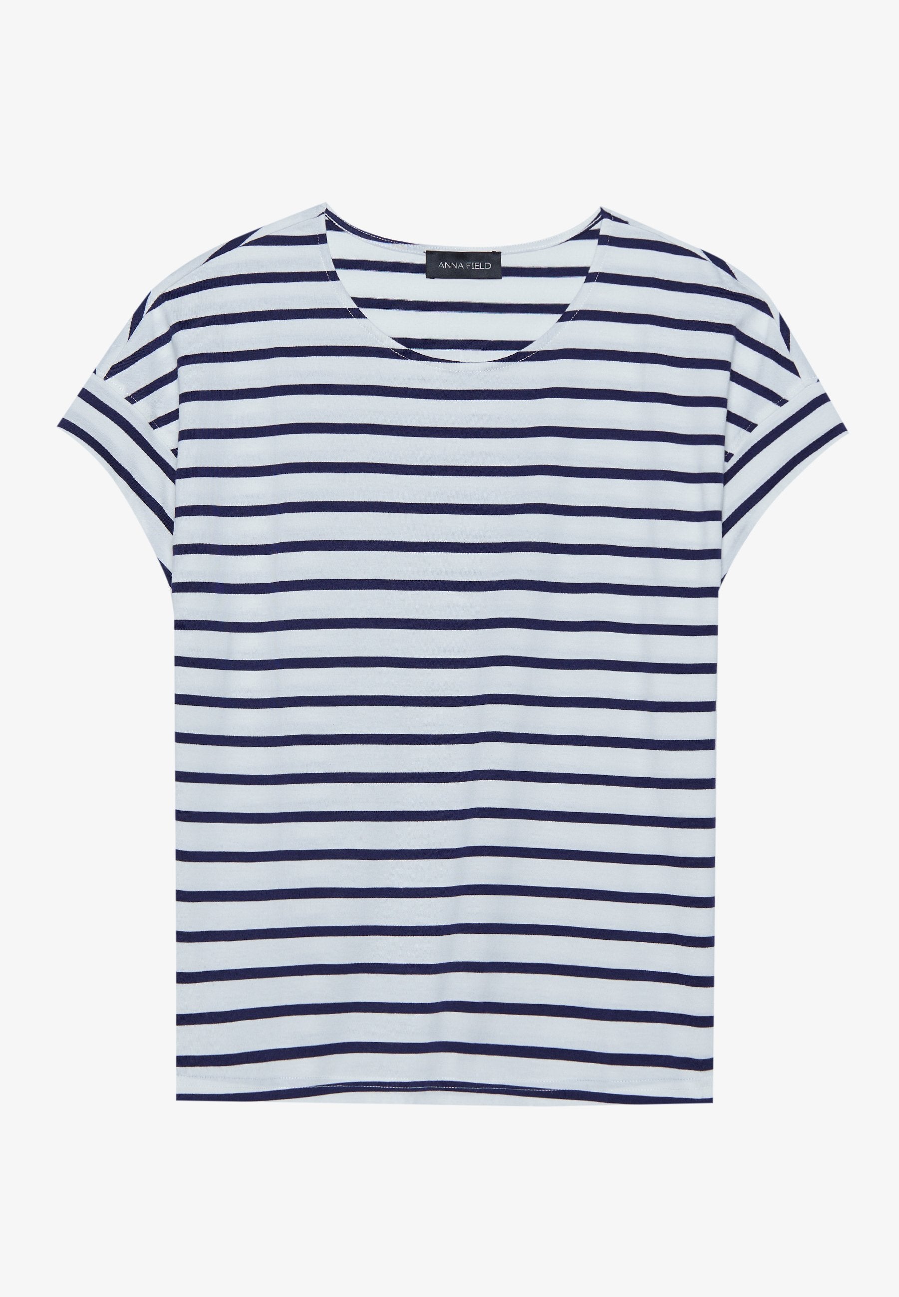 Anna Field 2 PACK - Print T-shirt - White/dark Blue/light Blue