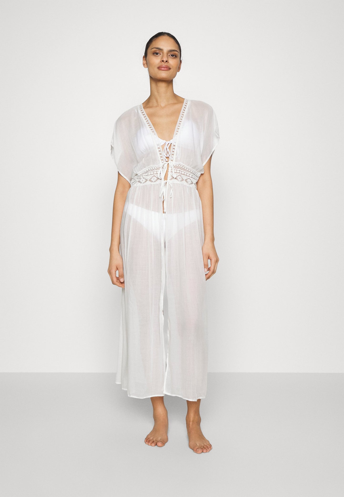 Anna Field Embroidered Cover Up/ 802 - Black - Beach Accessory - 001 - White