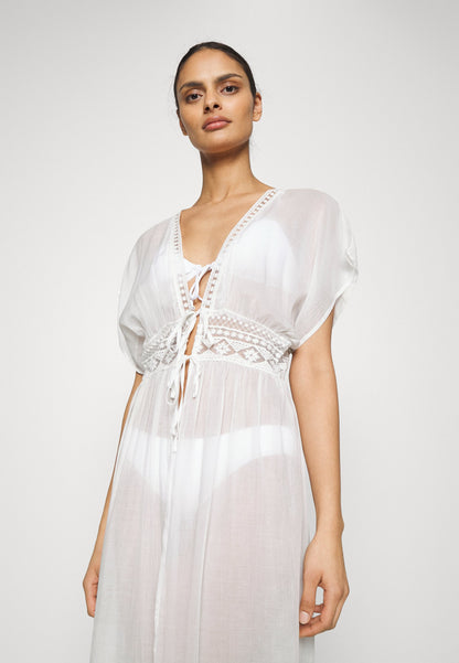 Anna Field Embroidered Cover Up/ 802 - Black - Beach Accessory - 001 - White