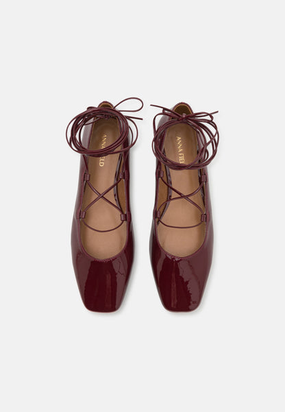  Ankle Strap Ballet Pumps - Bordeaux