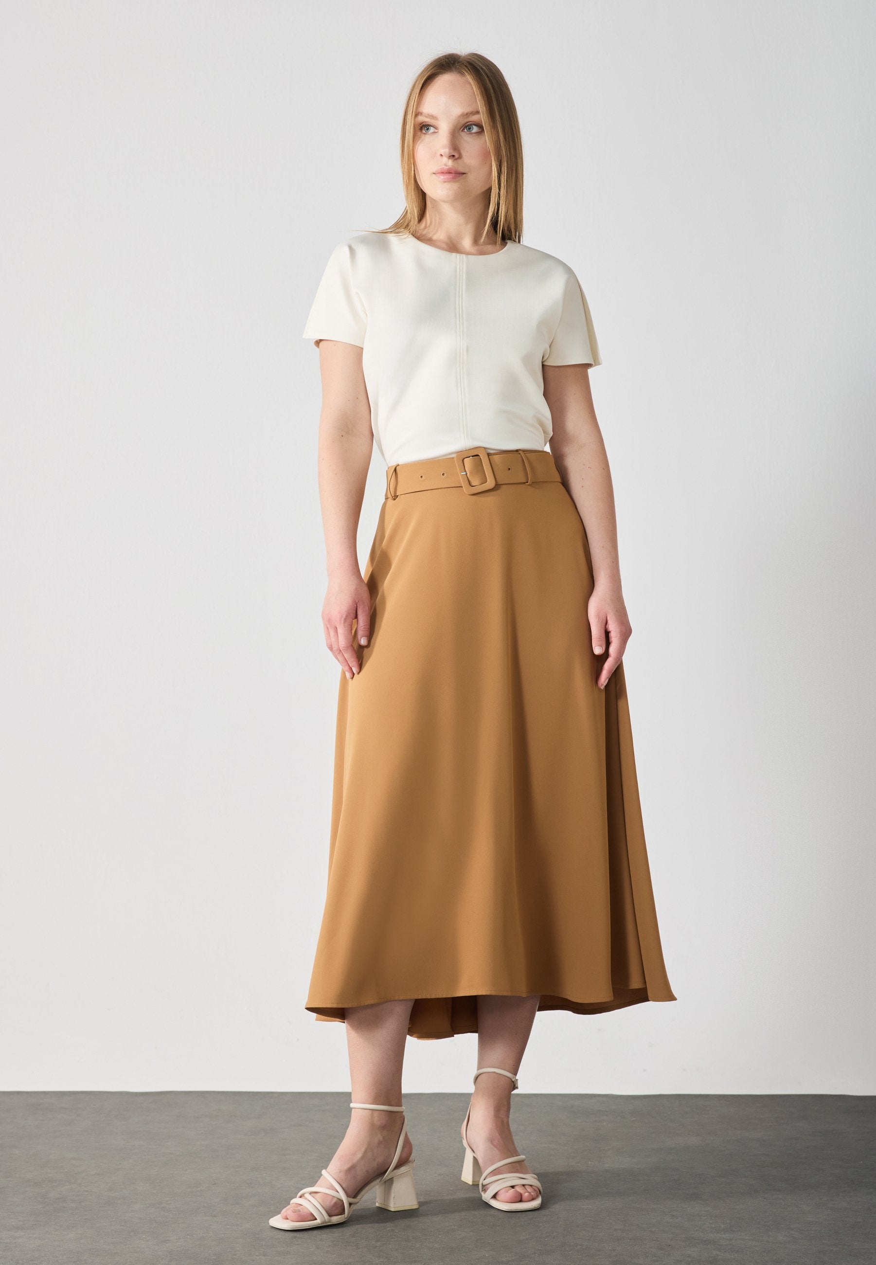 Anna Field A-line Skirt - Rust Brown