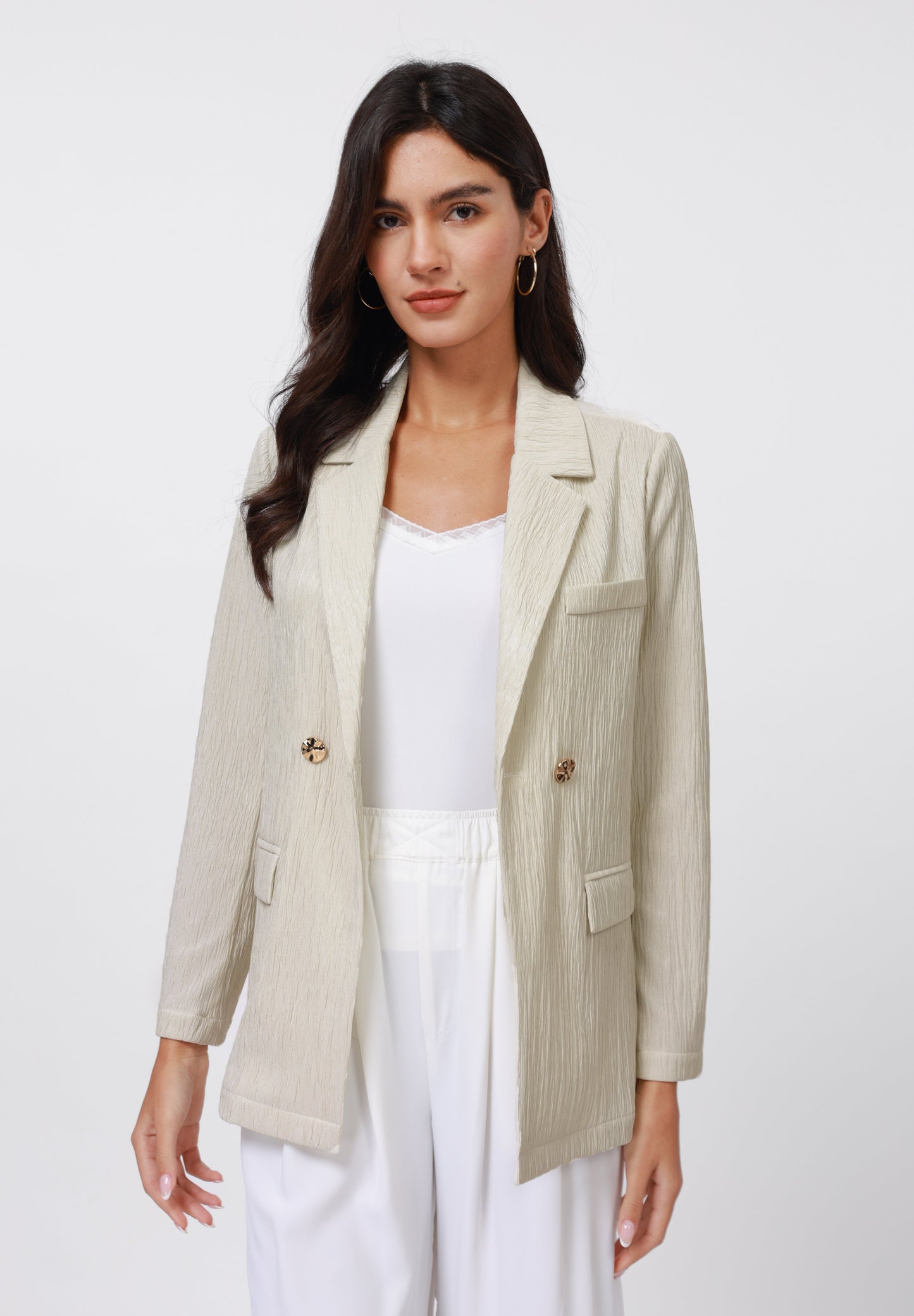 Anna Field TEXTURED CRINKLED - Blazer - Cream