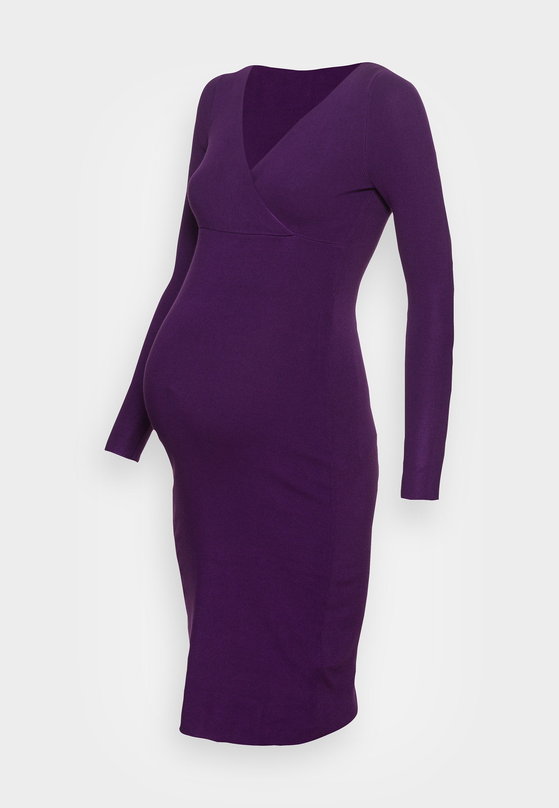  V Ausschnitt Mini Bodycon Ripp Strickkleid - Jumper Dress