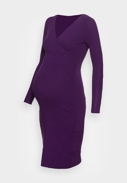  V Ausschnitt Mini Bodycon Ripp Strickkleid - Jumper Dress