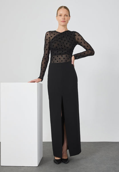 Anna Field MESH TOP WITH DOTS - Long Sleeved Top - Black