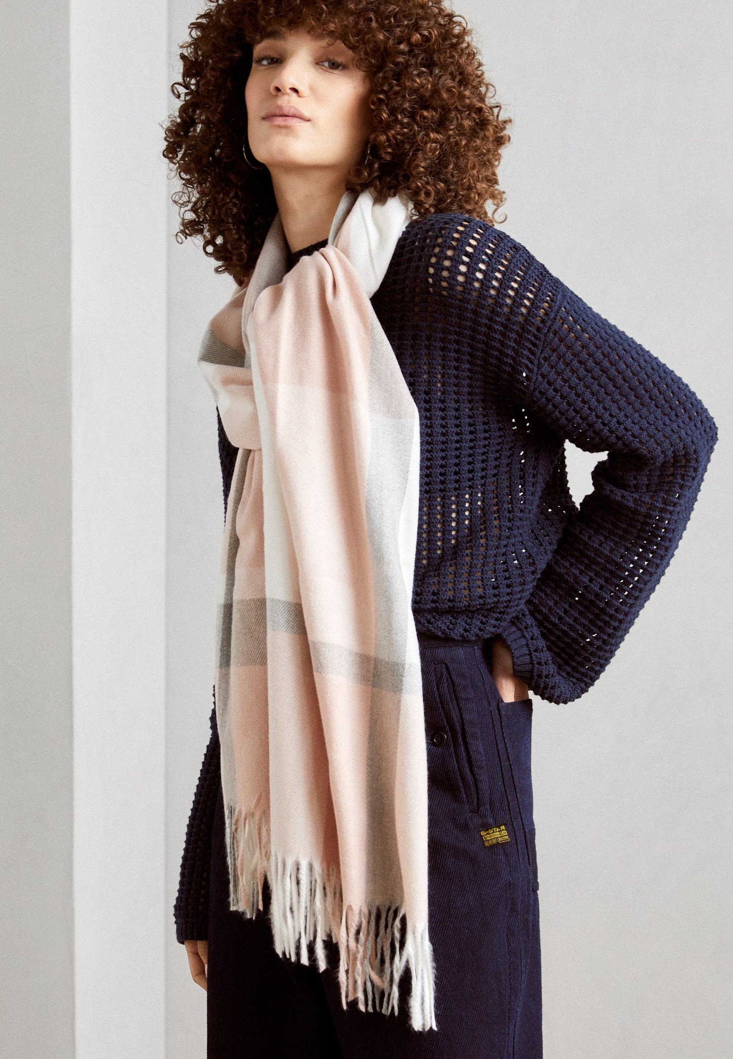 Anna Field Scarf - Pink/grey/off-white