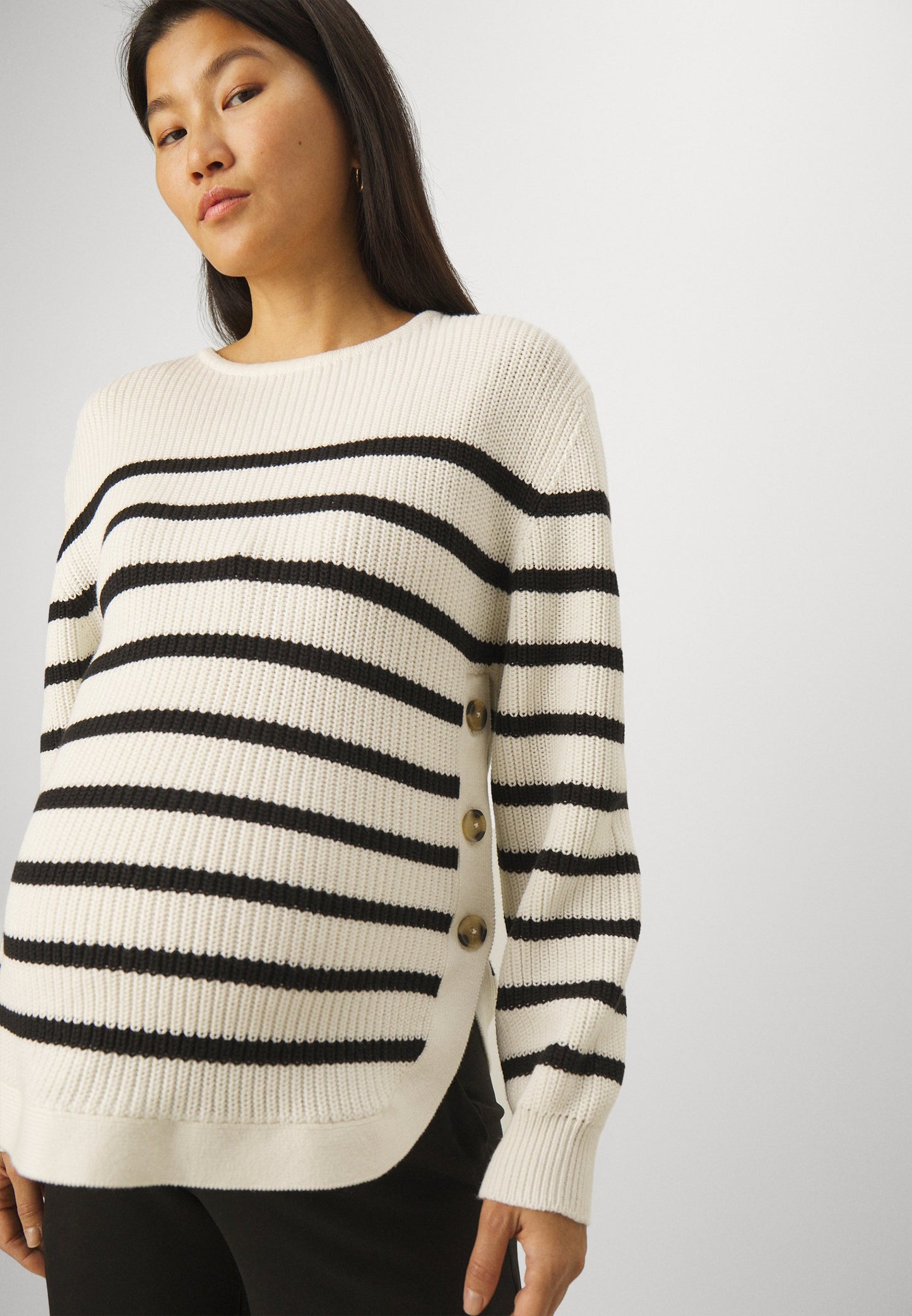  MATERNITY NURSING JUMPER WITH SIDE BUTTONS - Jumper - Off-white/black