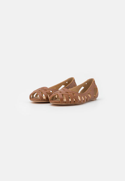 Anna Field Leather - Peeptoe Ballet Pumps - Cognac