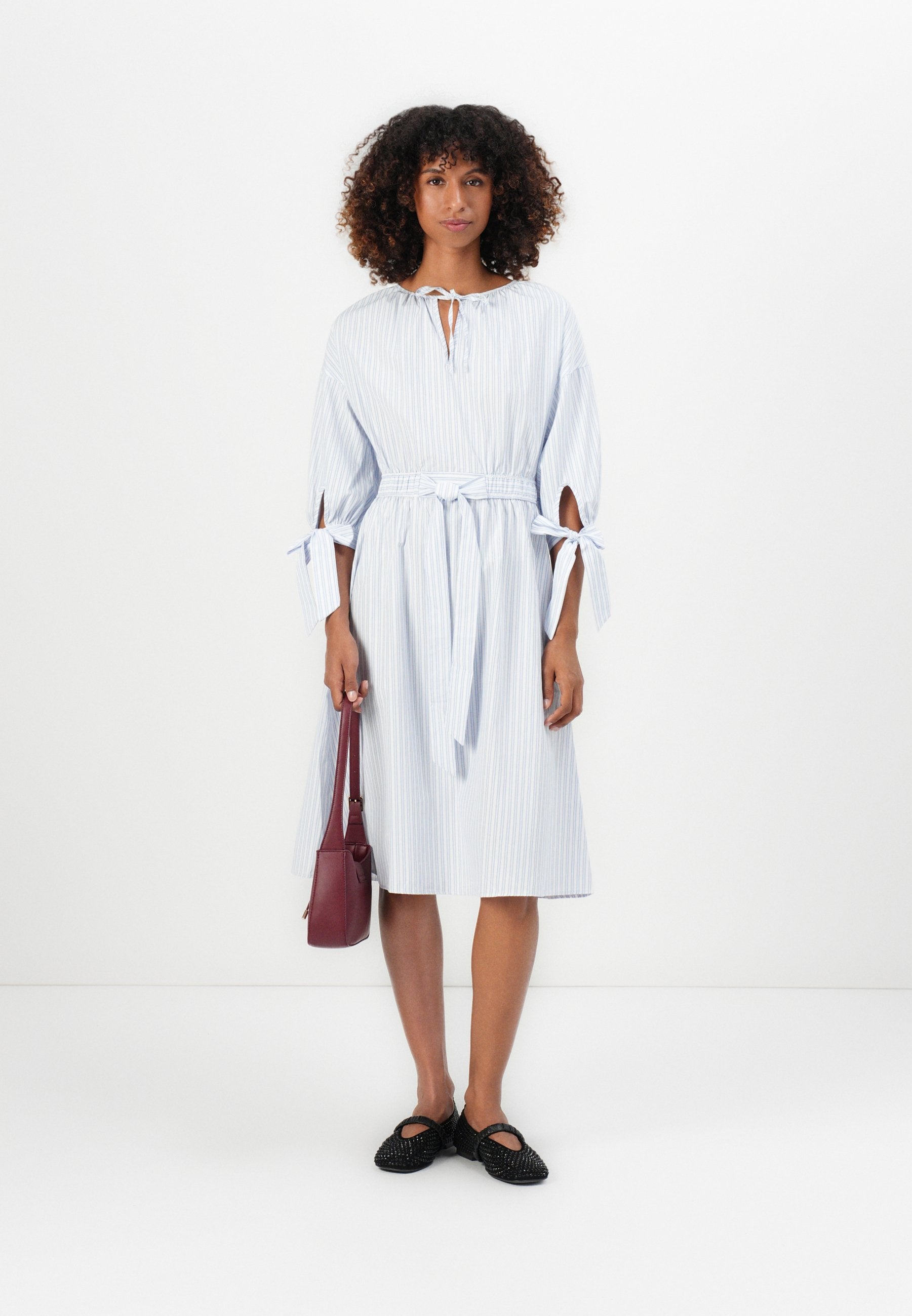 Anna Field BELTED SHIRT DRESS - Day Dress - White/blue