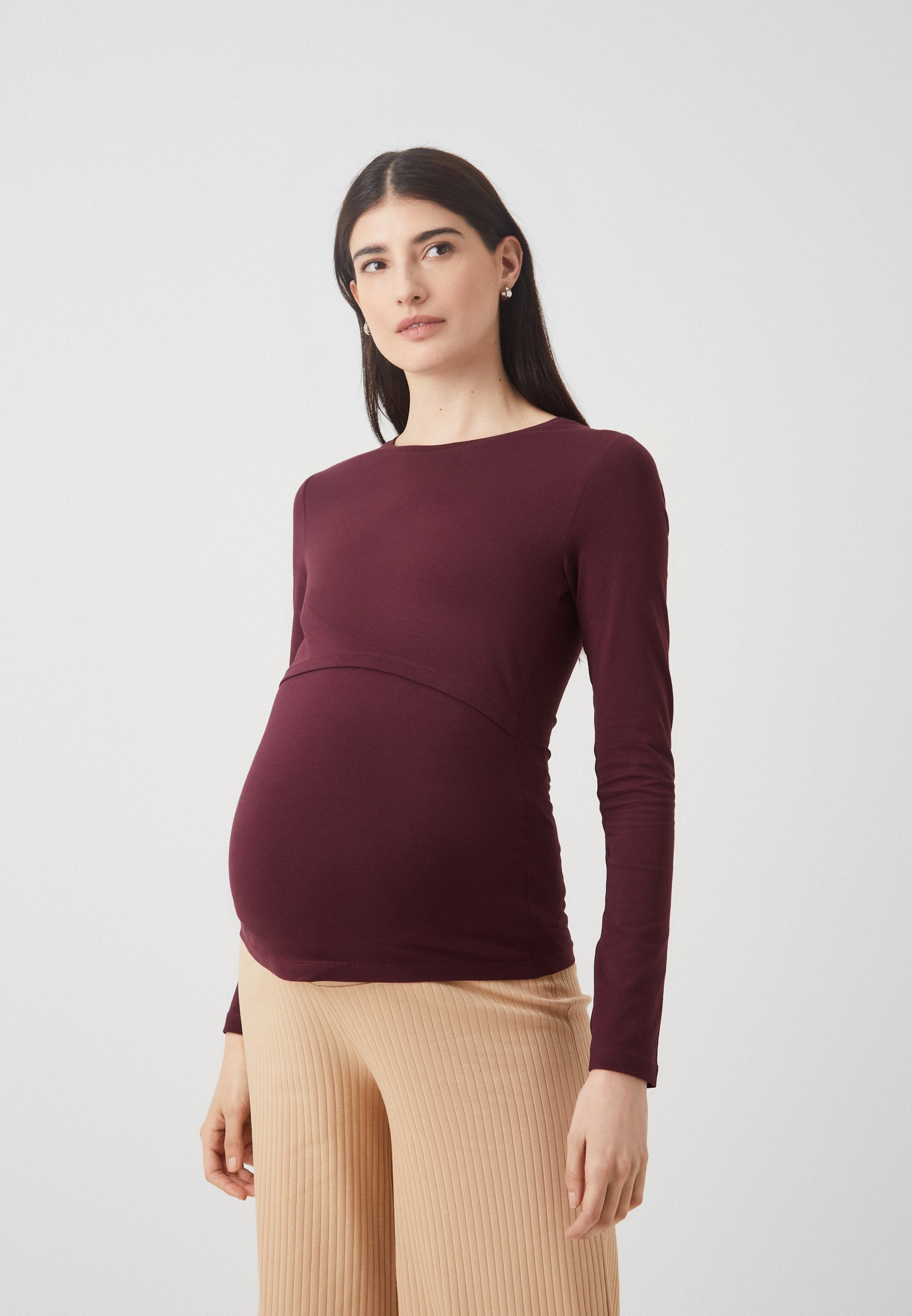  NURSING LONG SLEEVE TOP 2 PACK - Long Sleeved Top - Black/bordeaux