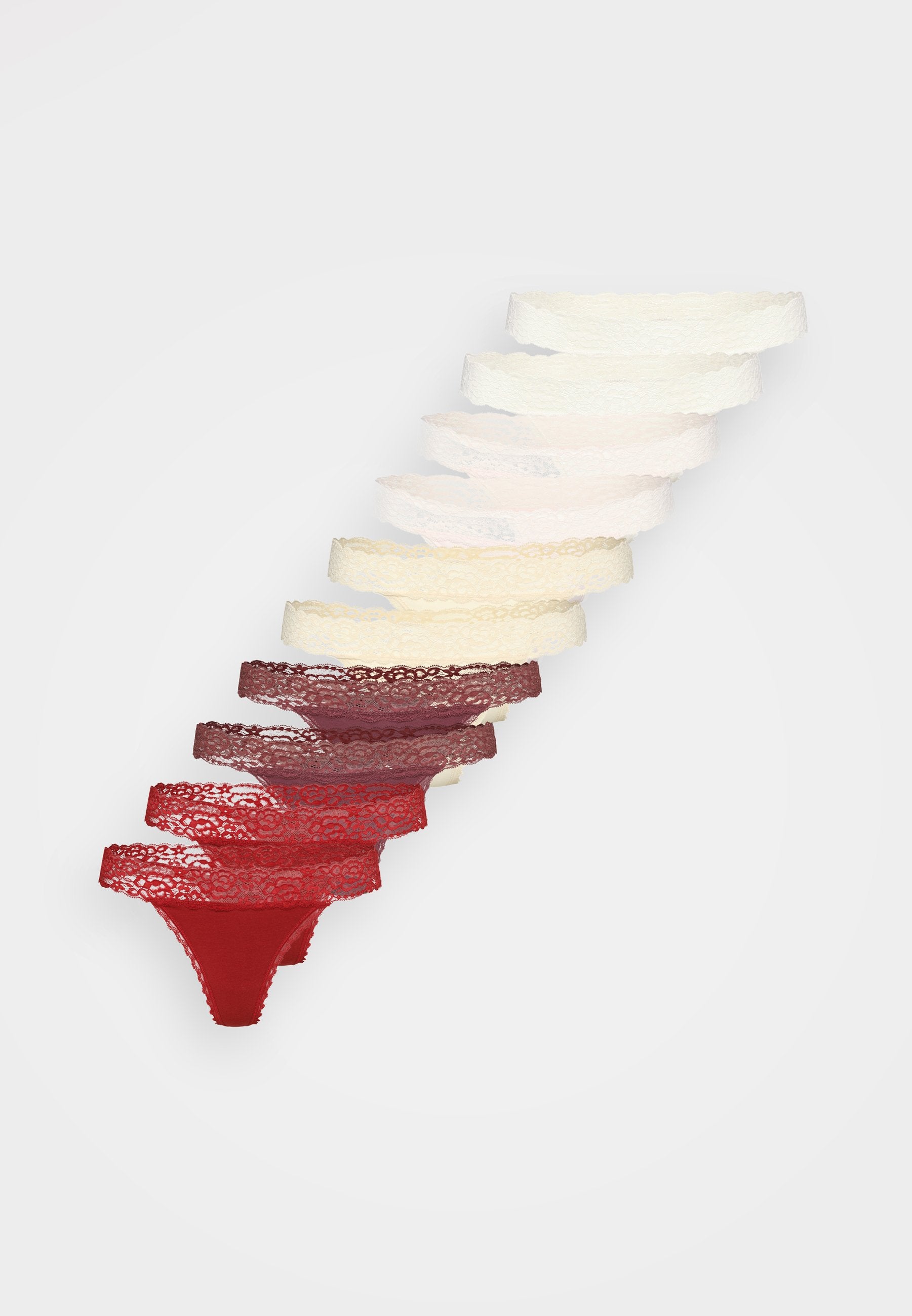 Anna Field 10 PACK - Thong - Red/taupe/light Pink/ecru/ White