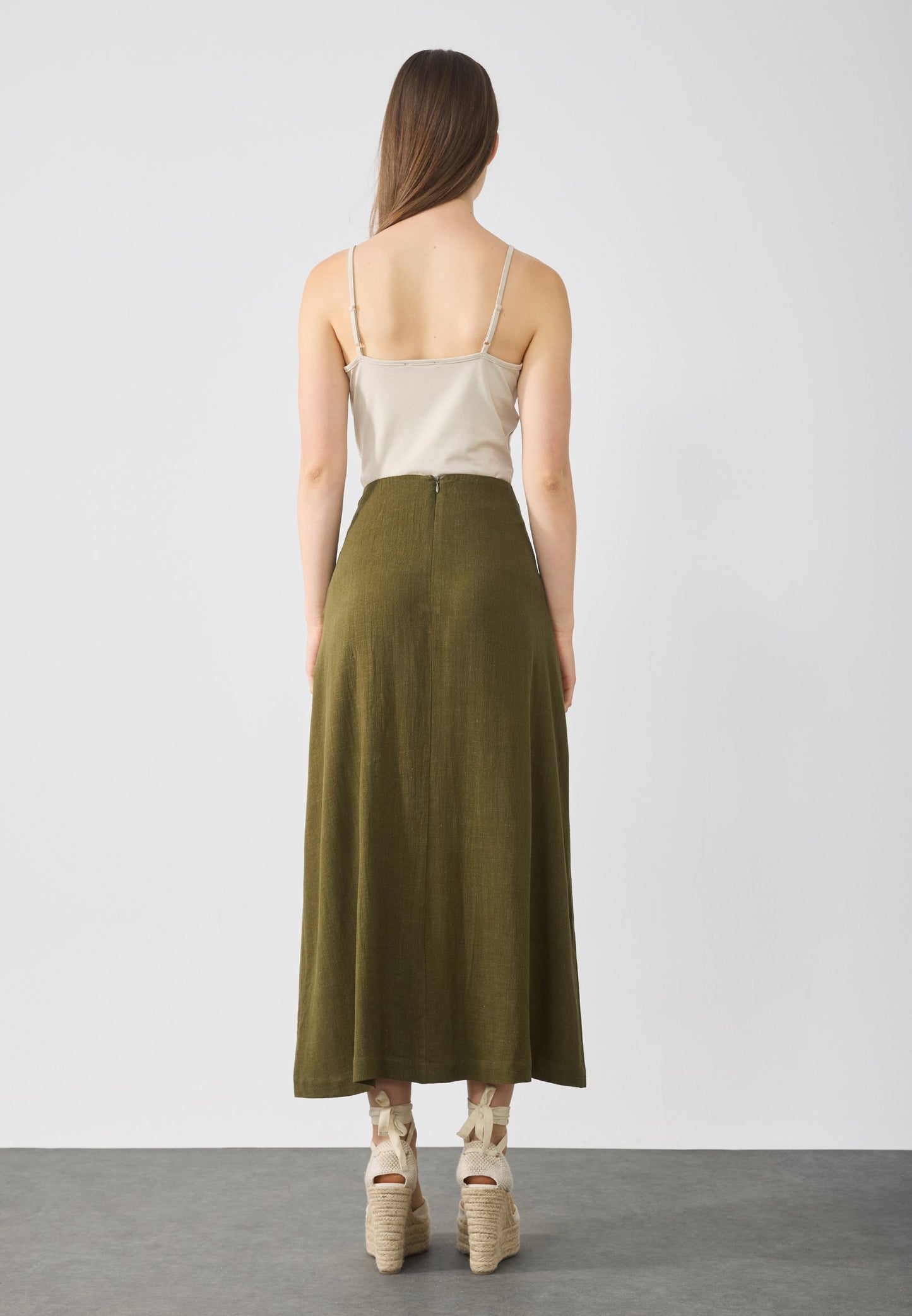 Anna Field LINEN BLEND MAXI SKIRT - Maxi Skirt - Willow