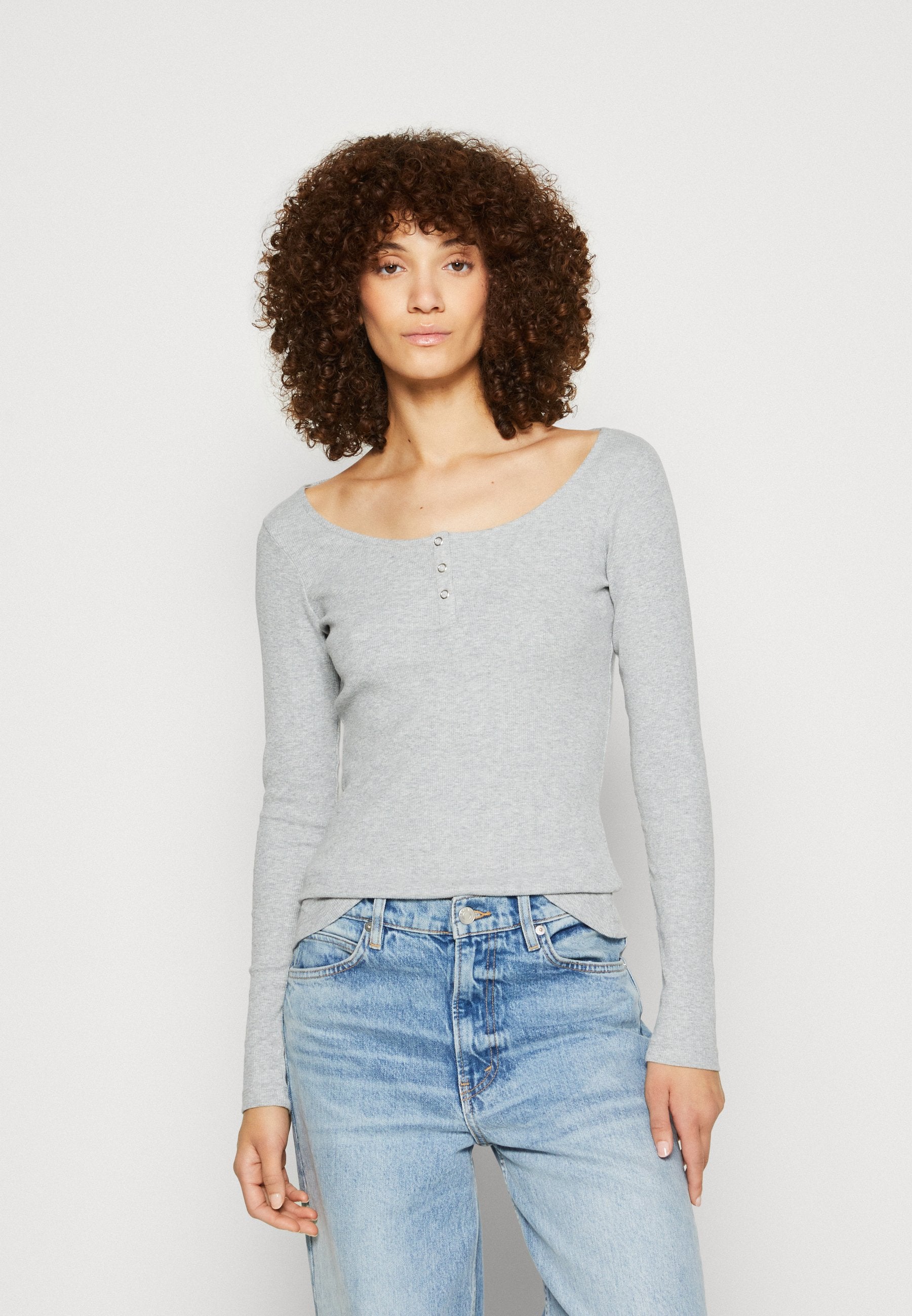 Anna Field Long Sleeved Top - Mottled Grey