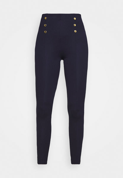 Anna Field Punto Leggings With Button Detail - Leggings - Trousers - Dark Blue