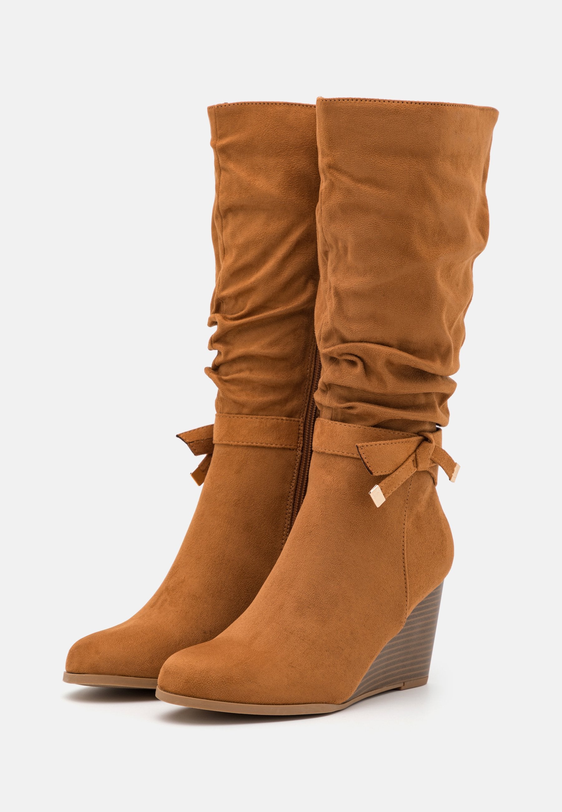 Anna Field Wedge Boots - Cognac