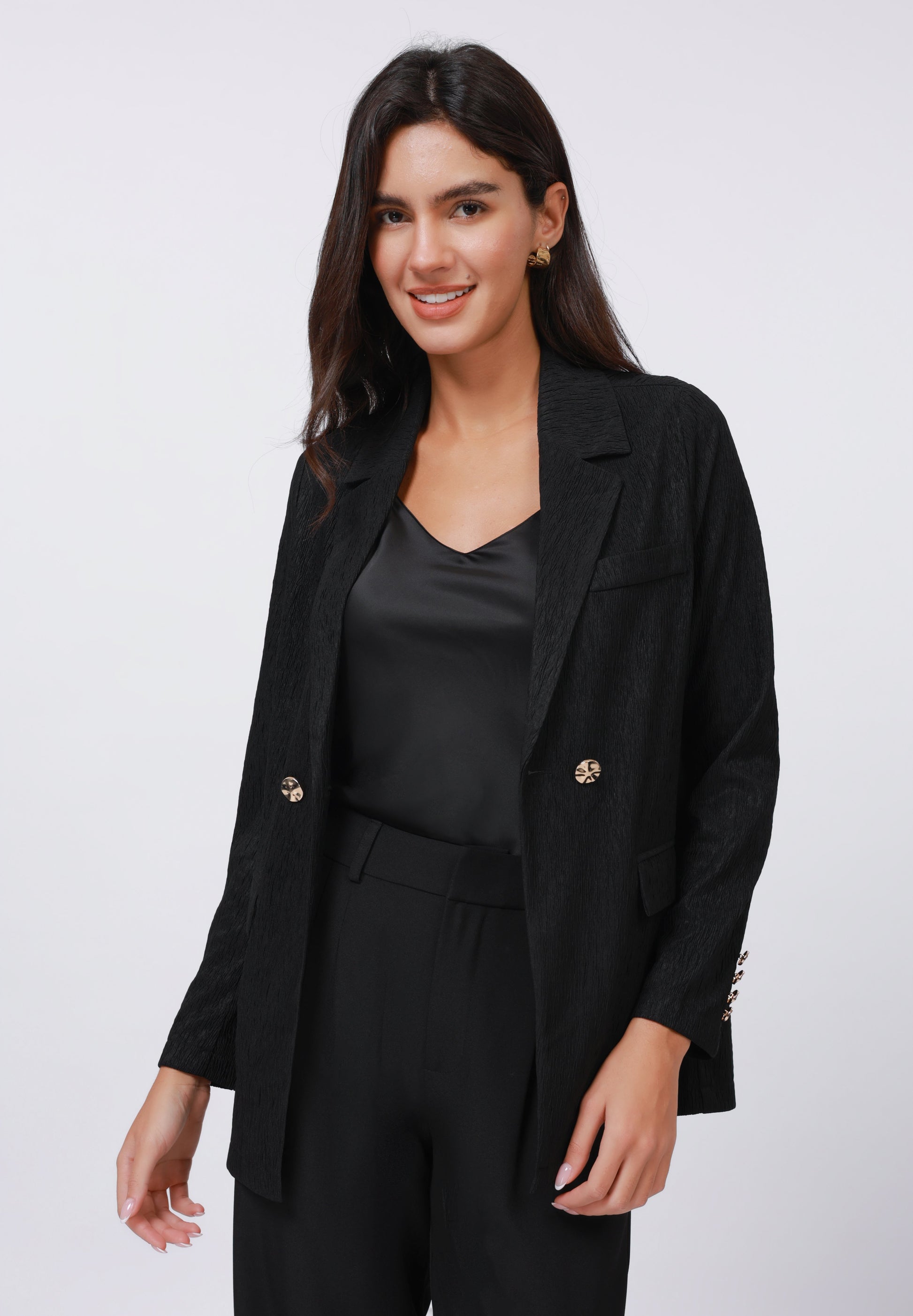 Anna Field TEXTURED CRINKLED - Blazer - Black