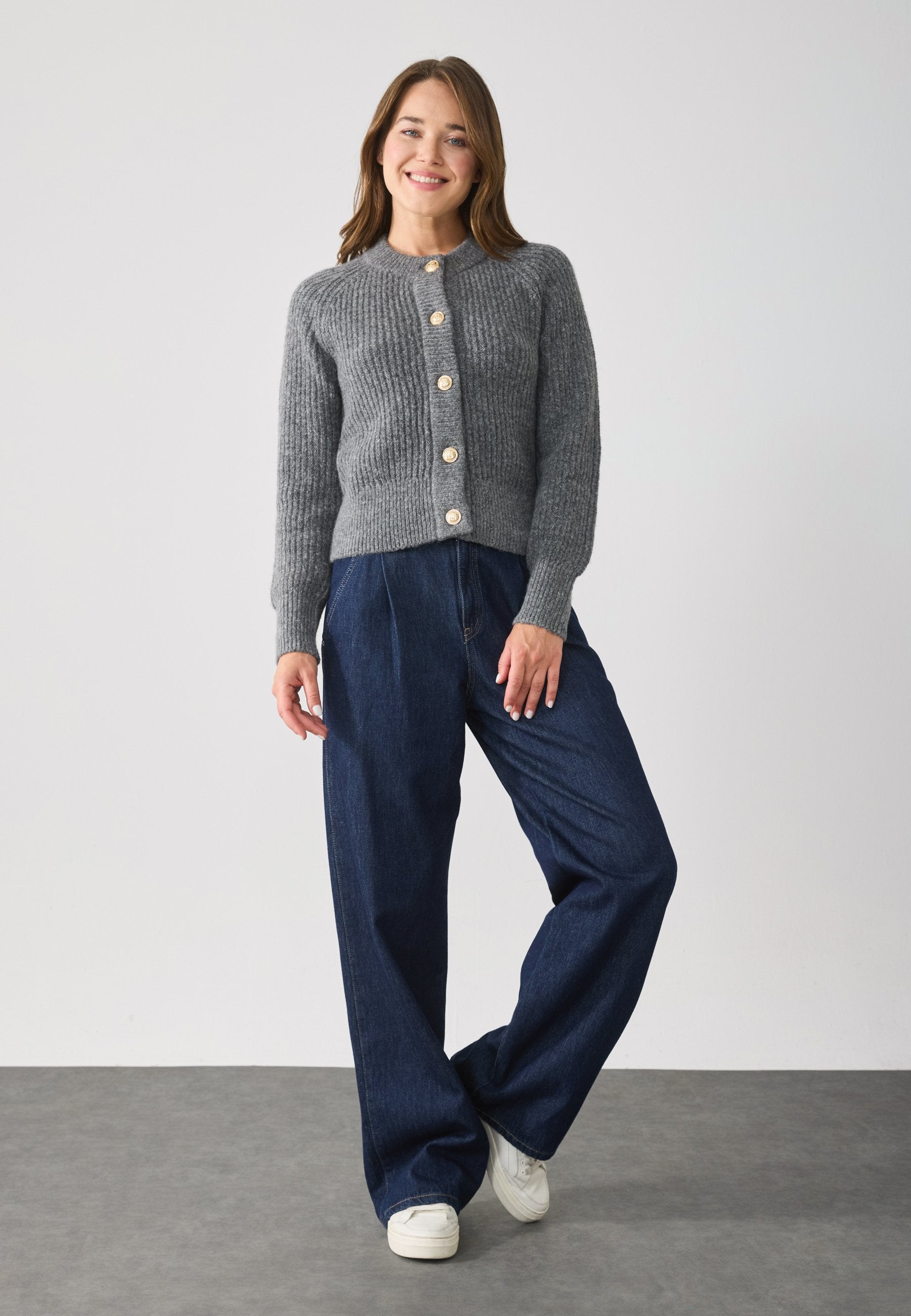 Anna Field Cardigan - Mid Grey Melange