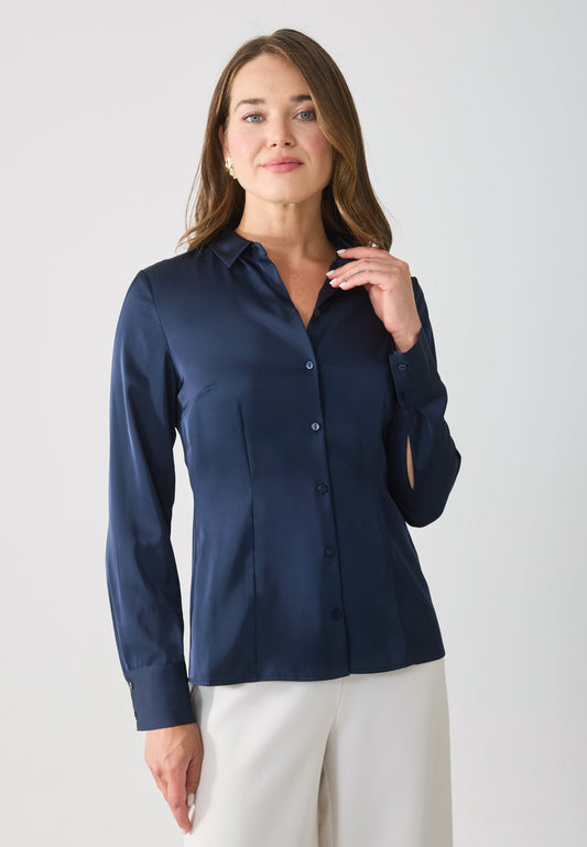 Anna Field Button-down Blouse - Night Sky