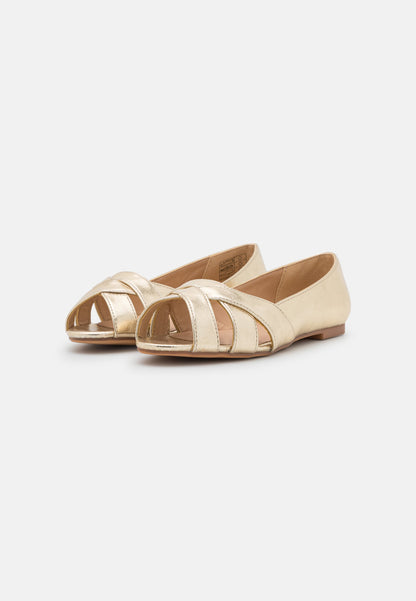 Anna Field Peeptoe Ballet Pumps - Gold