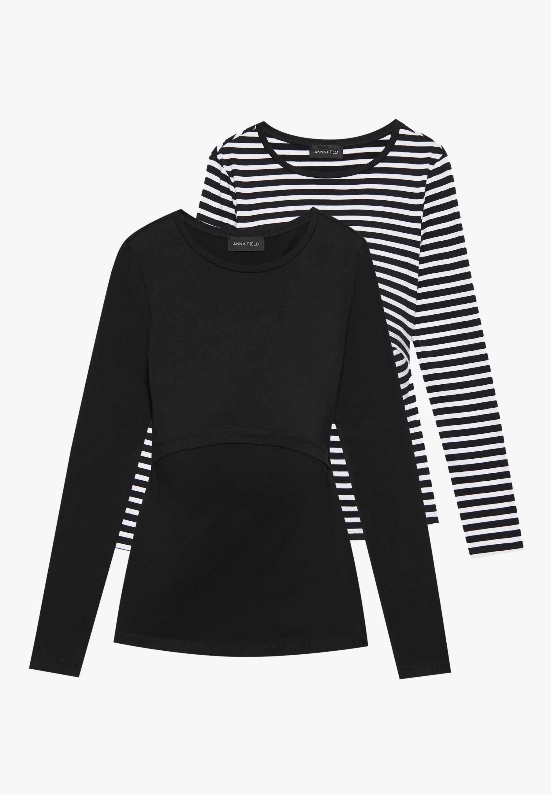  NURSING LONG SLEEVE TOP 2 PACK - Long Sleeved Top - Black/bordeaux