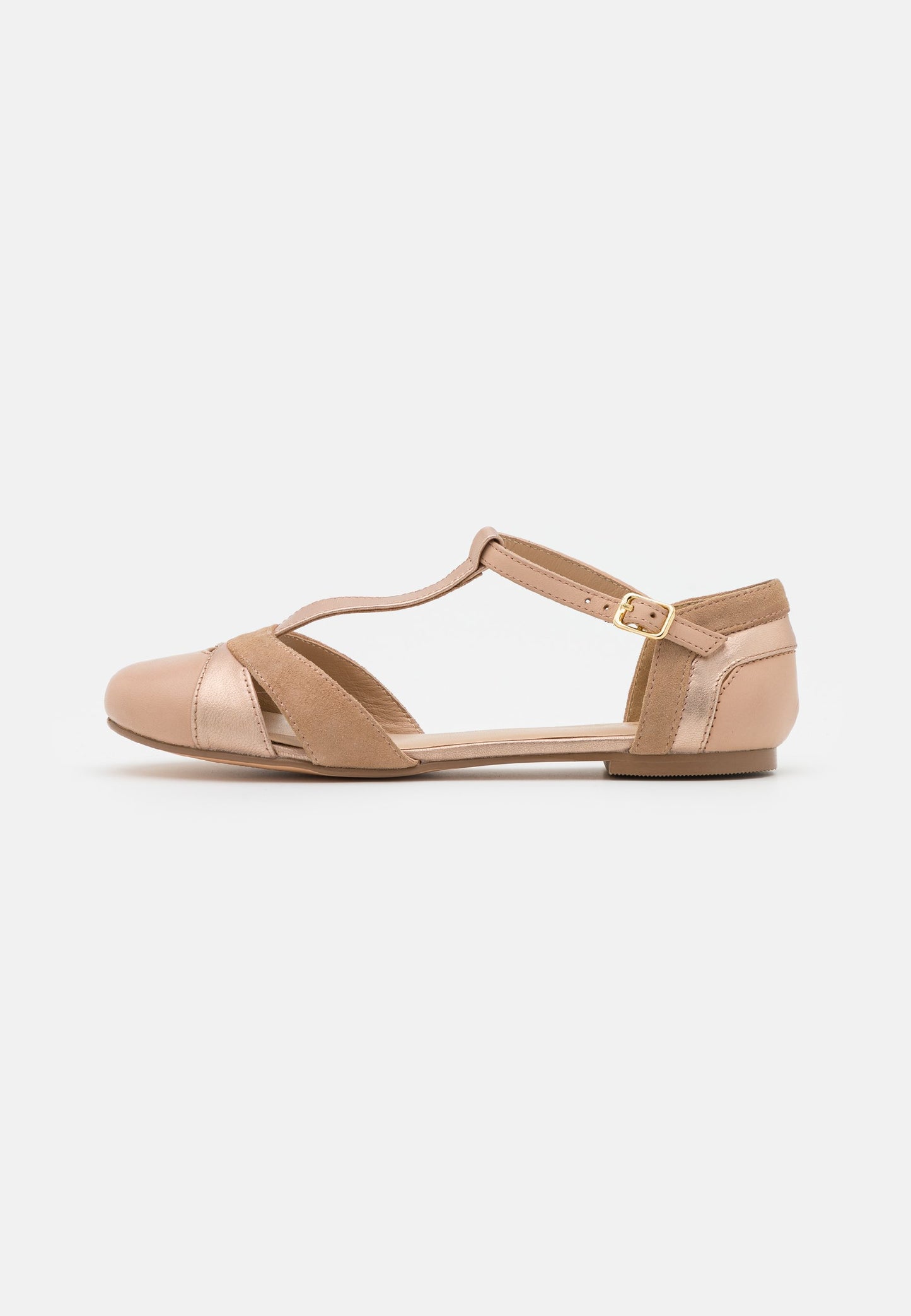 Anna Field Leather- Ankle Strap Ballet Pumps - Beige