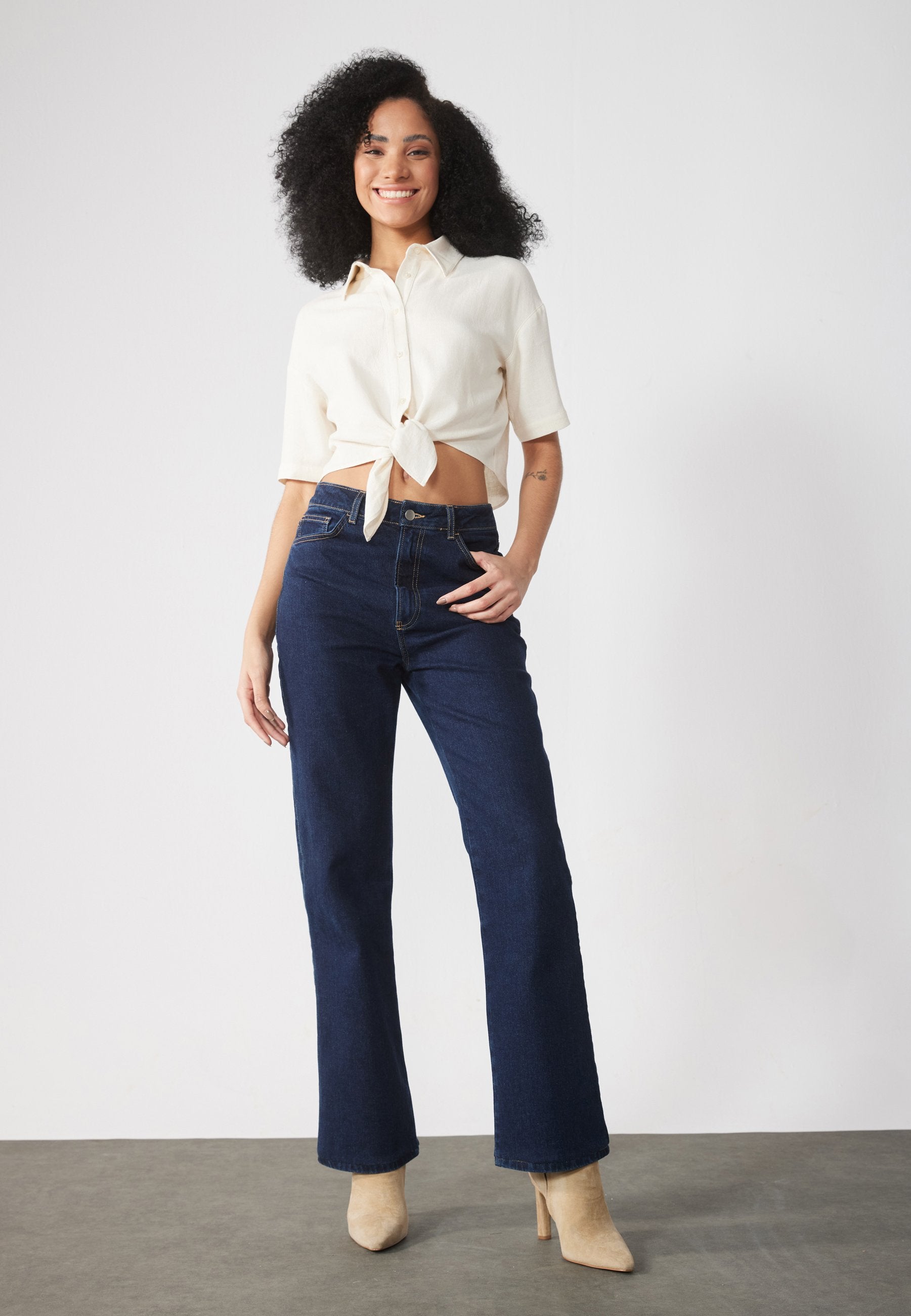 Anna Field LINEN MIX BLEND SHIRT - Button-down Blouse - Beige