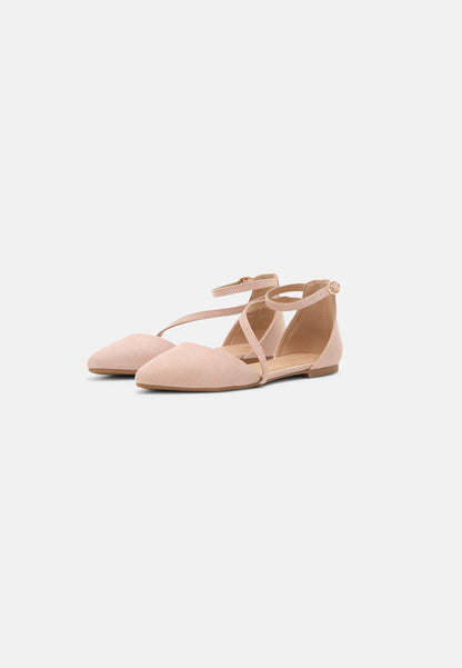  Ankle Strap Ballet Pumps - Light Pink
