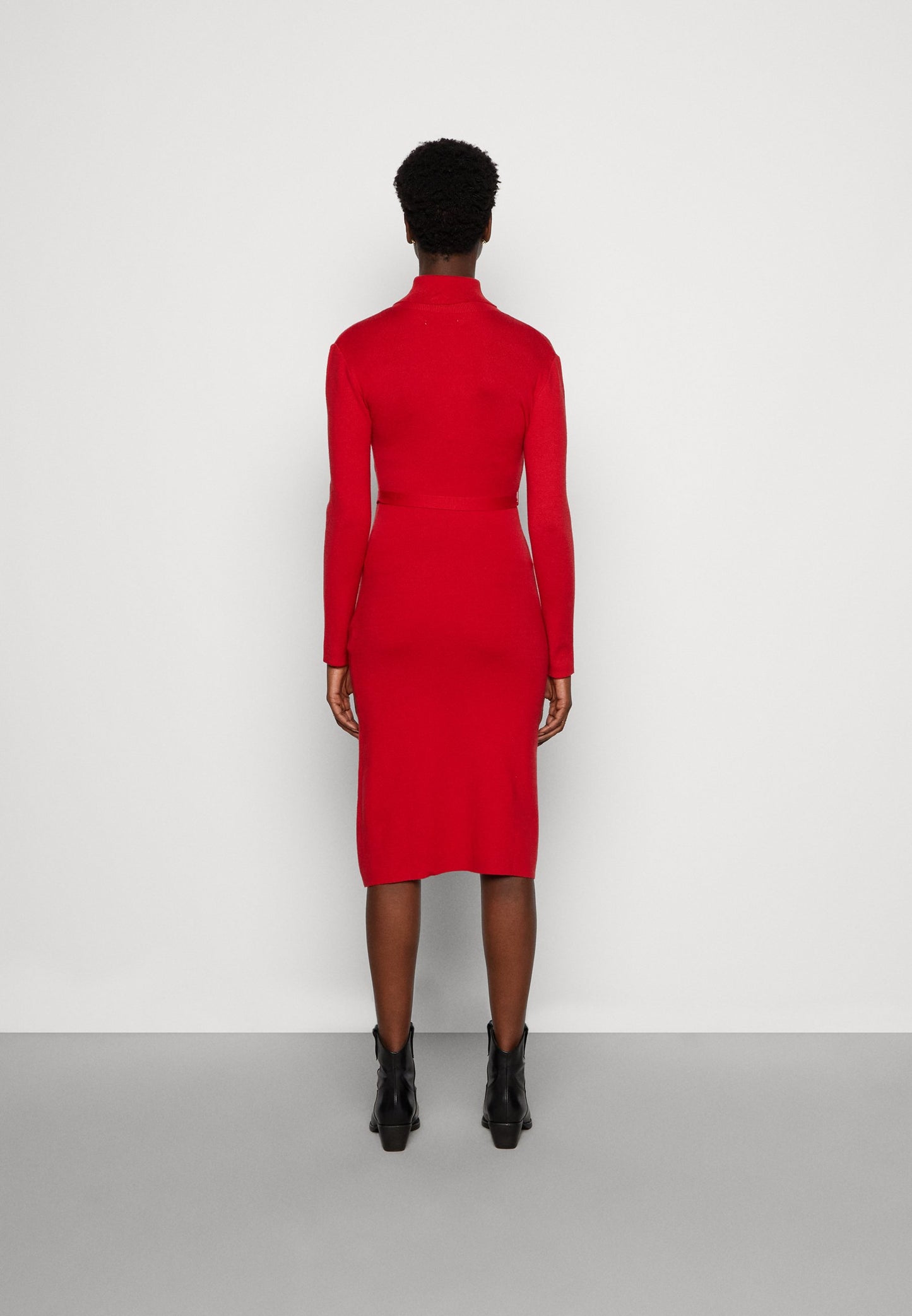 Anna Field Rollkragen Ripp Mini Strickkleid Mit Gürtel - Jumper Dress - Red