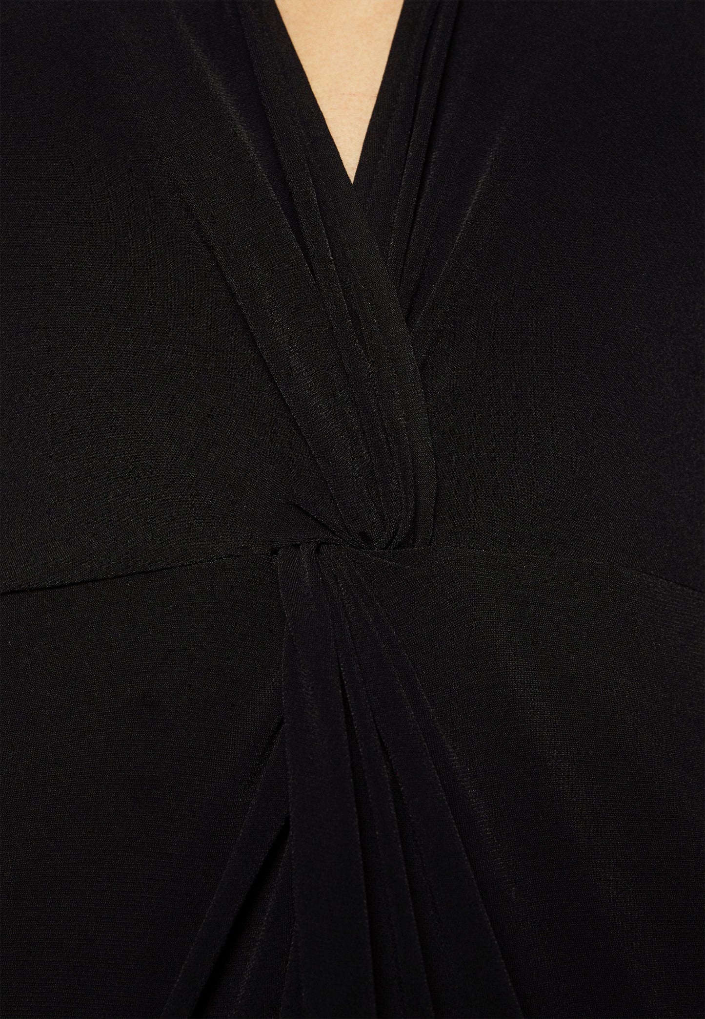  Center Front Knot Low Midi Dress - Day Dress - Black