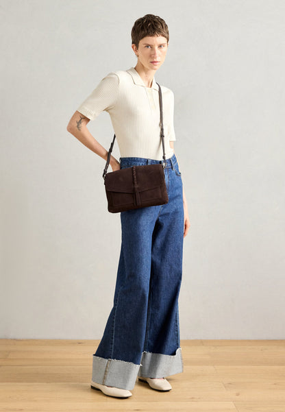 Anna Field LEATHER - Cross Body Bag - Chocolate Brown