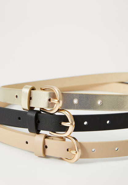 Anna Field 3 PACK - Belt - Black/gold-coloured/beige